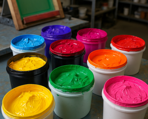 Tintas plastisol para serigrafía textil — colores vibrantes y proceso de curado profesional
