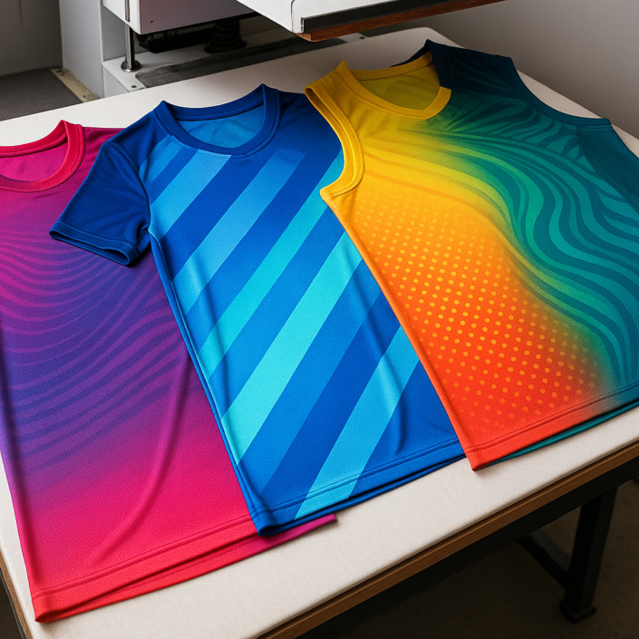 Ilustración de camisetas deportivas como soportes textiles para sublimación