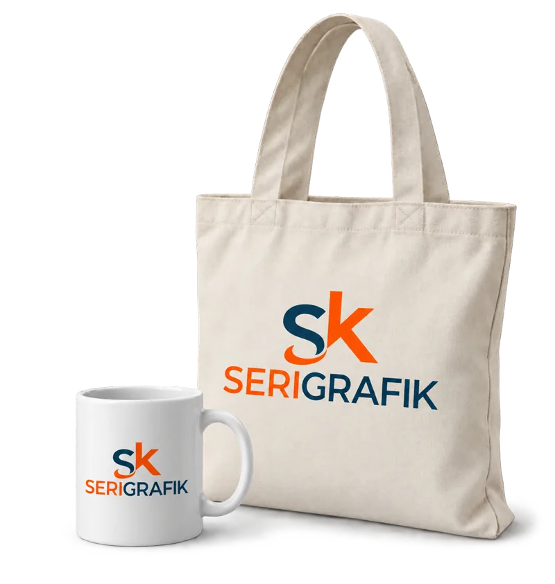 Bolsa y taza personalizadas con el logotipo de Serigrafik